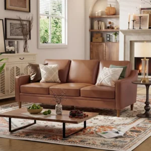Barton 80.31'' Faux Leather Square Arm Sofa