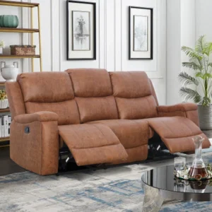 Emony 81.6" Wide Vegan Leather Manual Reclining Sofa
